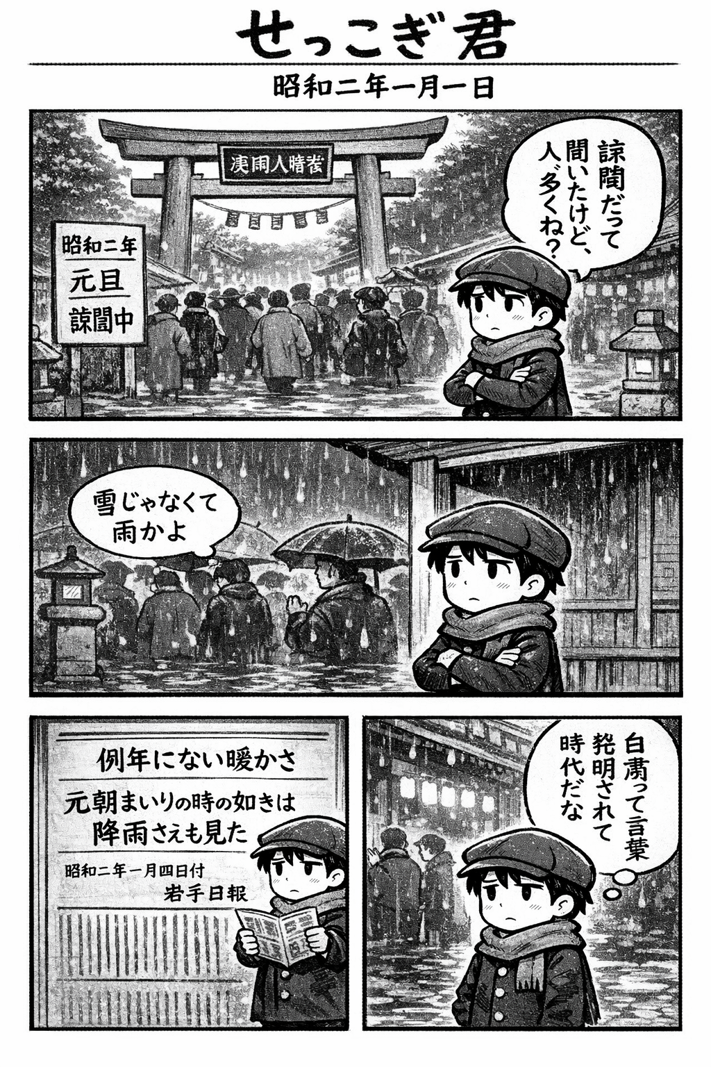 せっこぎ君（S2.1.1）暖冬の元朝参り