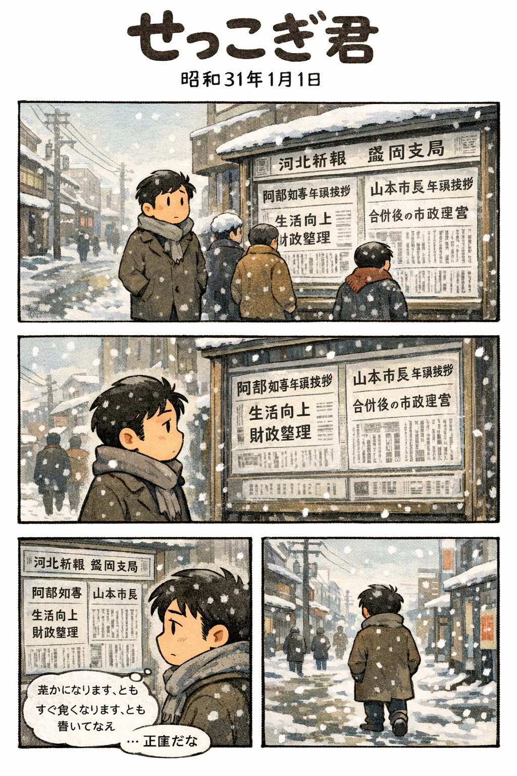 せっこぎ君（S31.1.1）阿部知事と山本盛岡市長の年頭挨拶